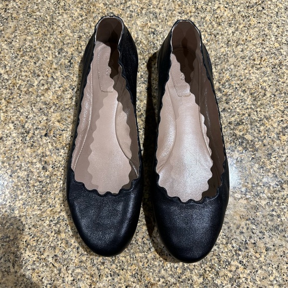 Chloe Shoes Chloe Black Scalloped Lauren Leather Ballet Flats Rubber Sole 38 Poshmark